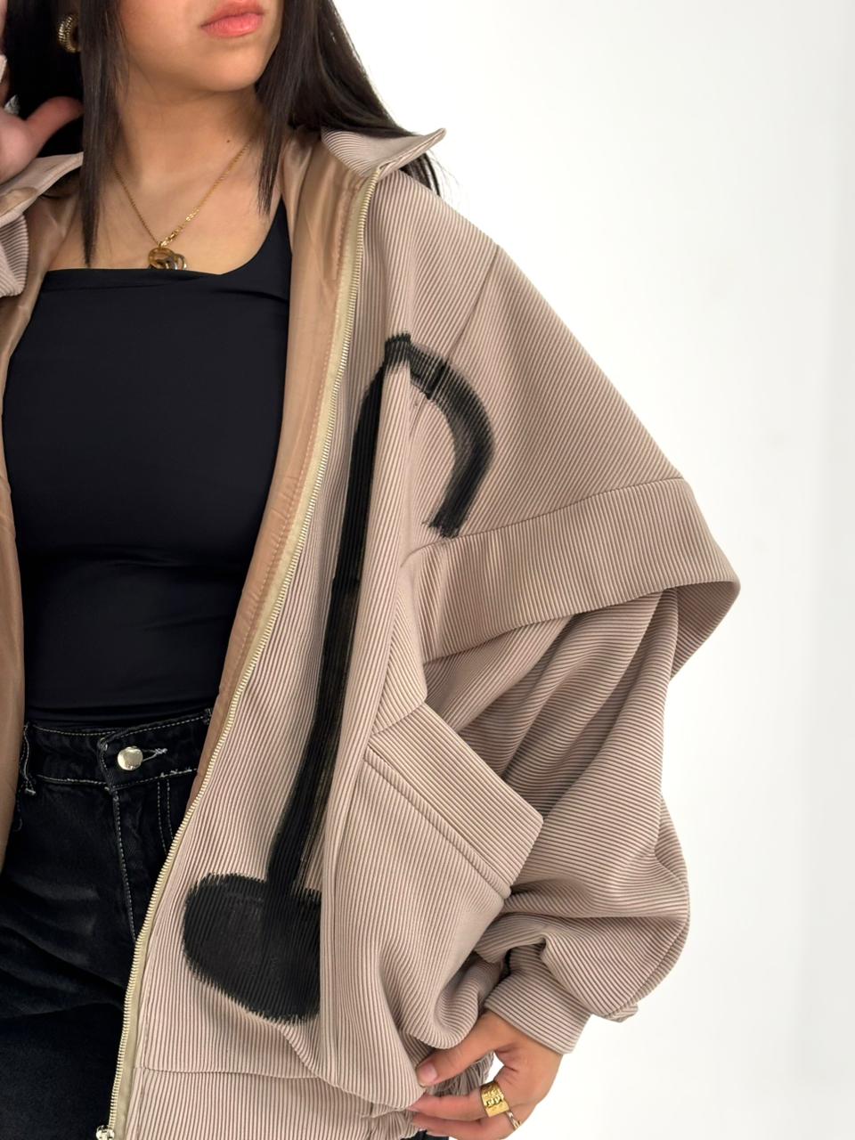 Painted Multi-Panel Corduroy Jacket